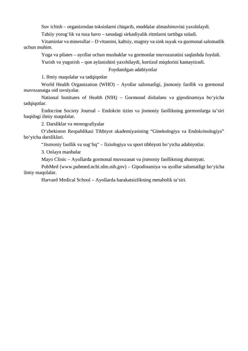 Ayollar salomatligi va gormonal muvozanat 2