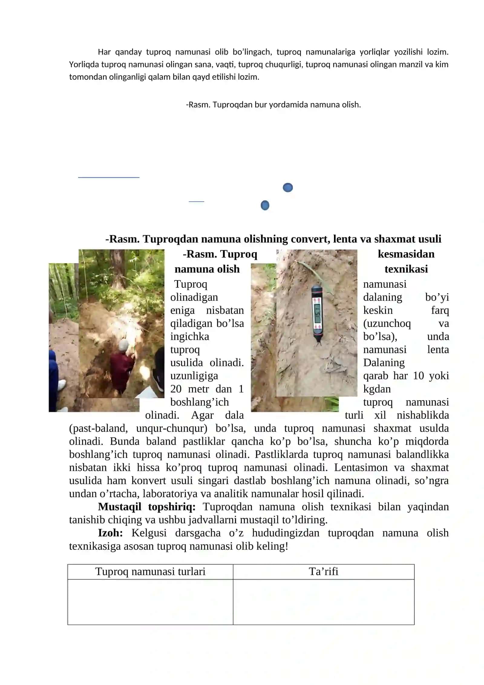 Tuproq namunalari va tuproqdan namuna olish texnikasi 2