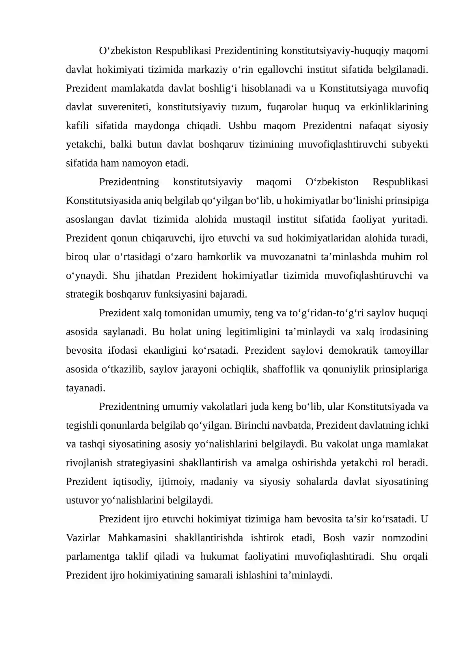 Oʻzbekiston Respublikasi Prezidentining vakolatlari va qabul qiladigan normativ-huquqiy hujjatlari 2