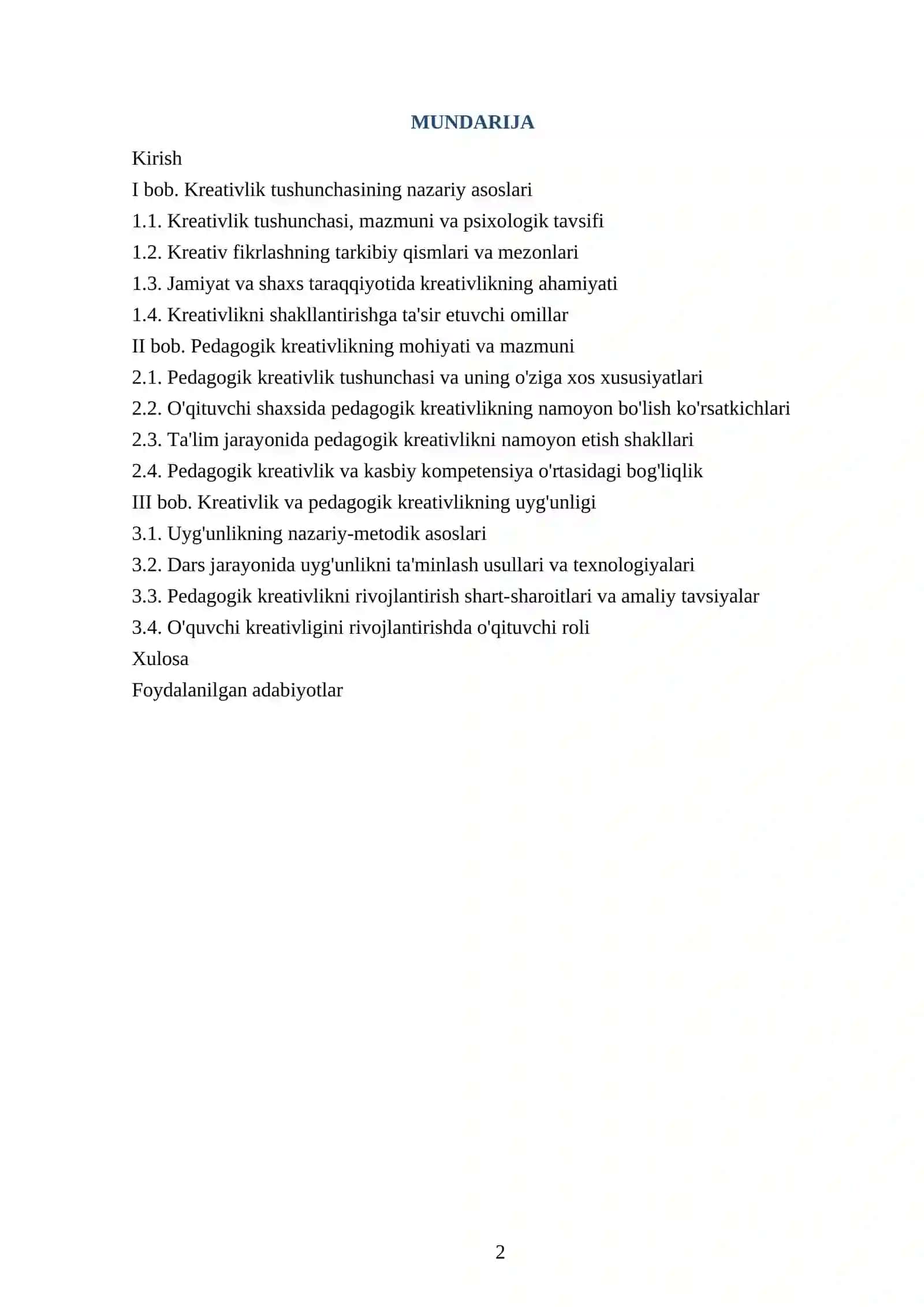 "Kreativlik" va "pedagogik kreativlik"ning uyg'unligi 2