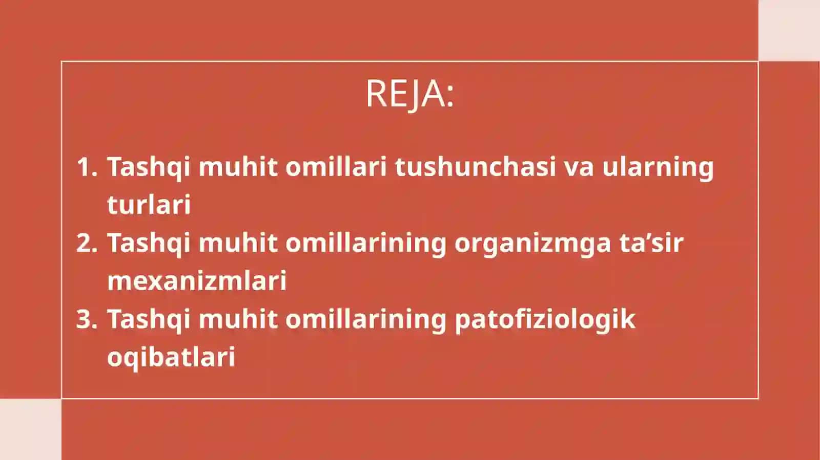 Tashqi muhit omillarining organizmga ta’sirining patofiziologik asoslari 2