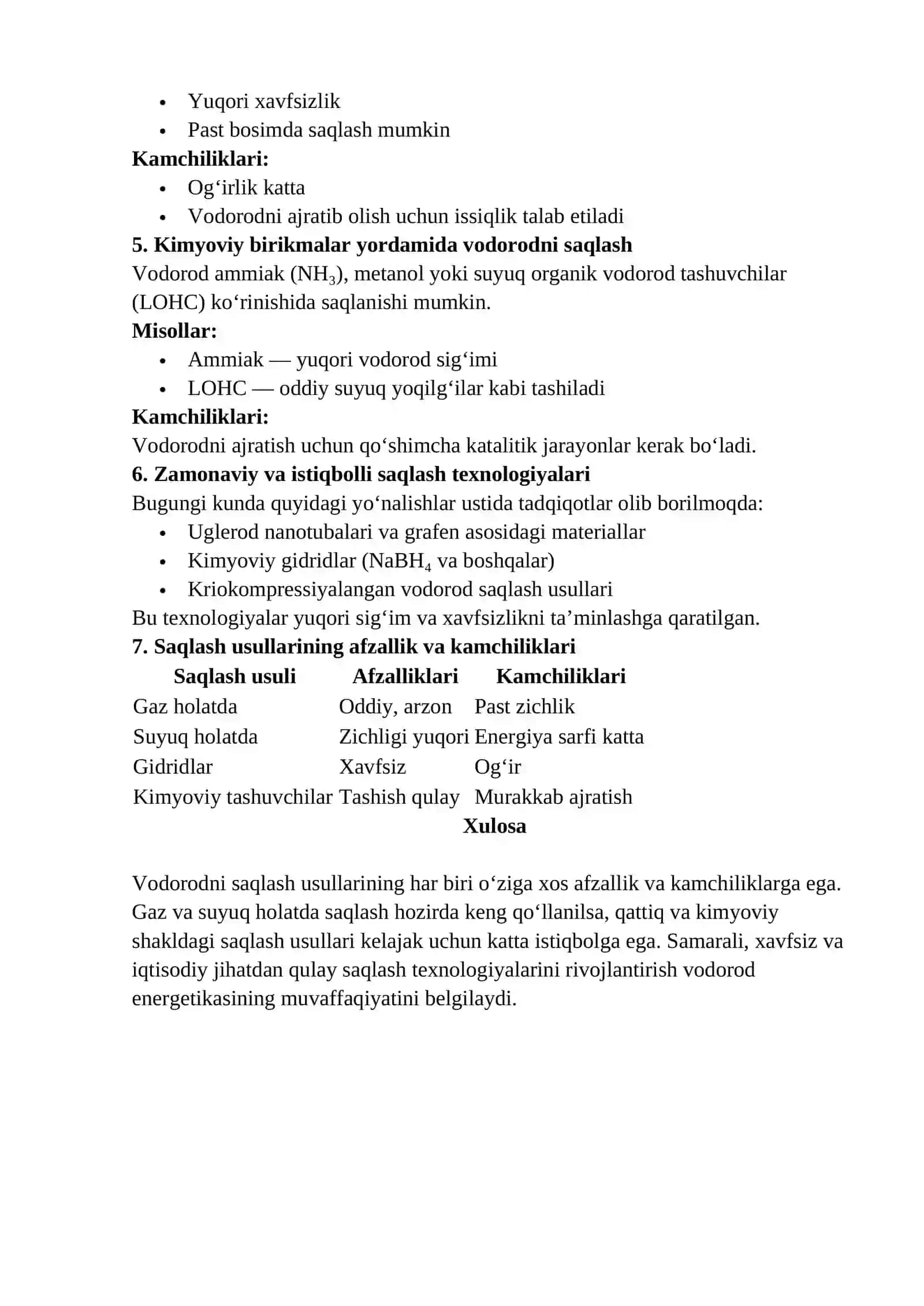 Vodorodni saqlash usullari 2