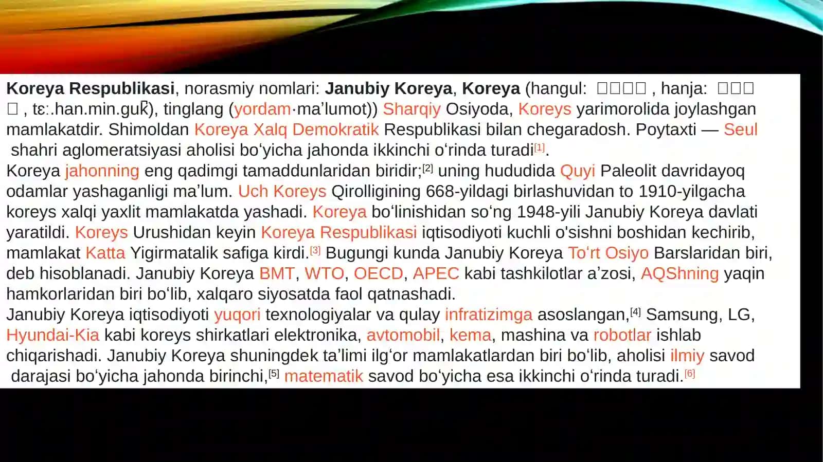 O`MTI GEOGRAFIYASI BAJARGAN PREZENTATSIYA ISHI 2