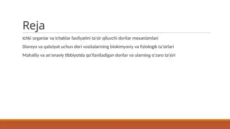 Diareya va qabziyat uchun dorilar mexanizmlari 2