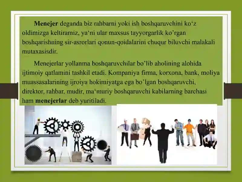 Menejer mehnatini tashkil etish mexanizmi 2