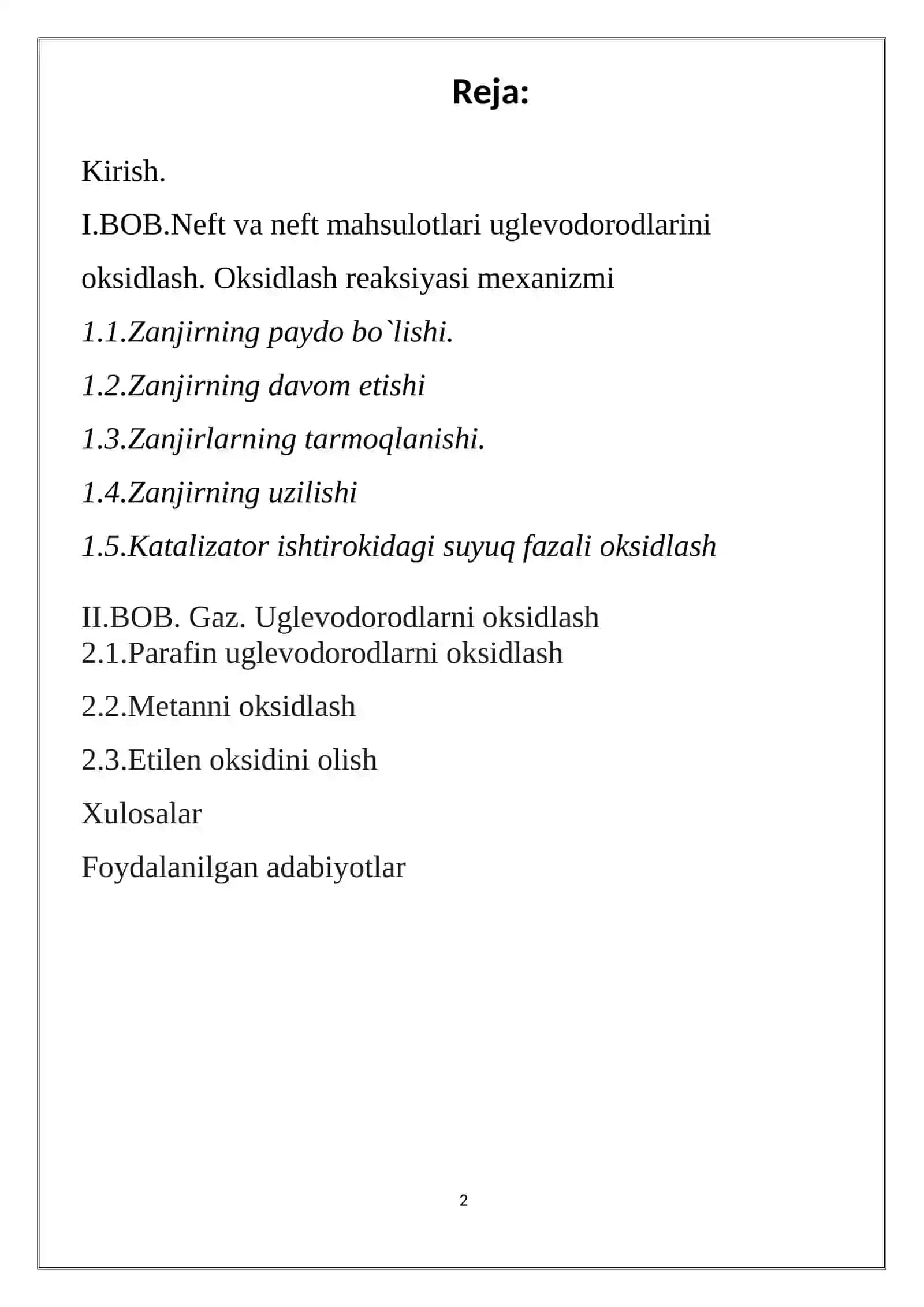 Neft va gaz kimyosi fanidan kurs ishi 2