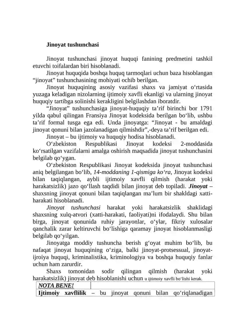 Jinoyat tushunchasi va turkasi 2