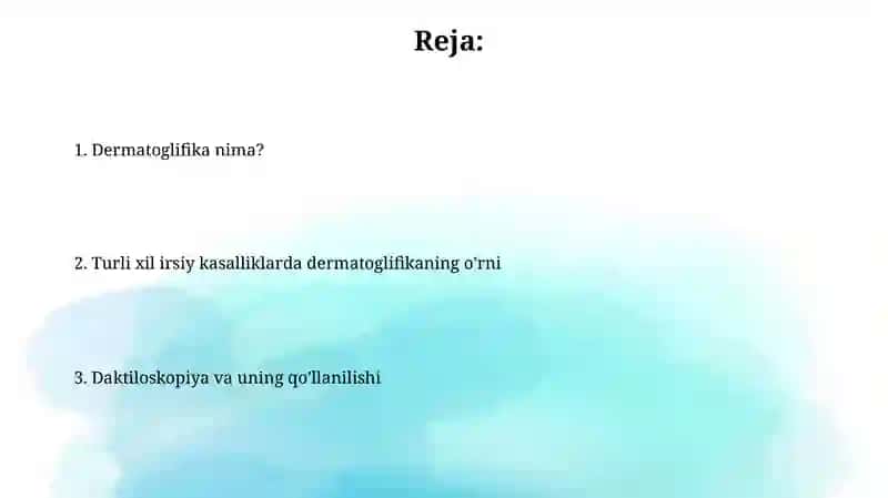 Dermatoglifika. Daktiloskopiya. Turli irsiy kasalliklarda dermatoglifik 2