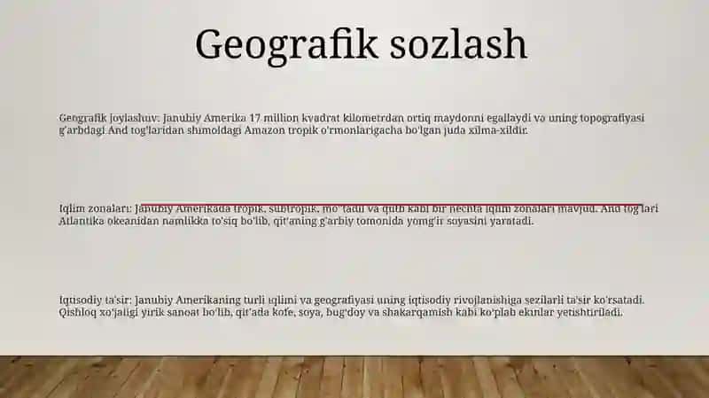 Janubiy Amerikaning Iqlim Hosil Qiluvchi Omillari 2