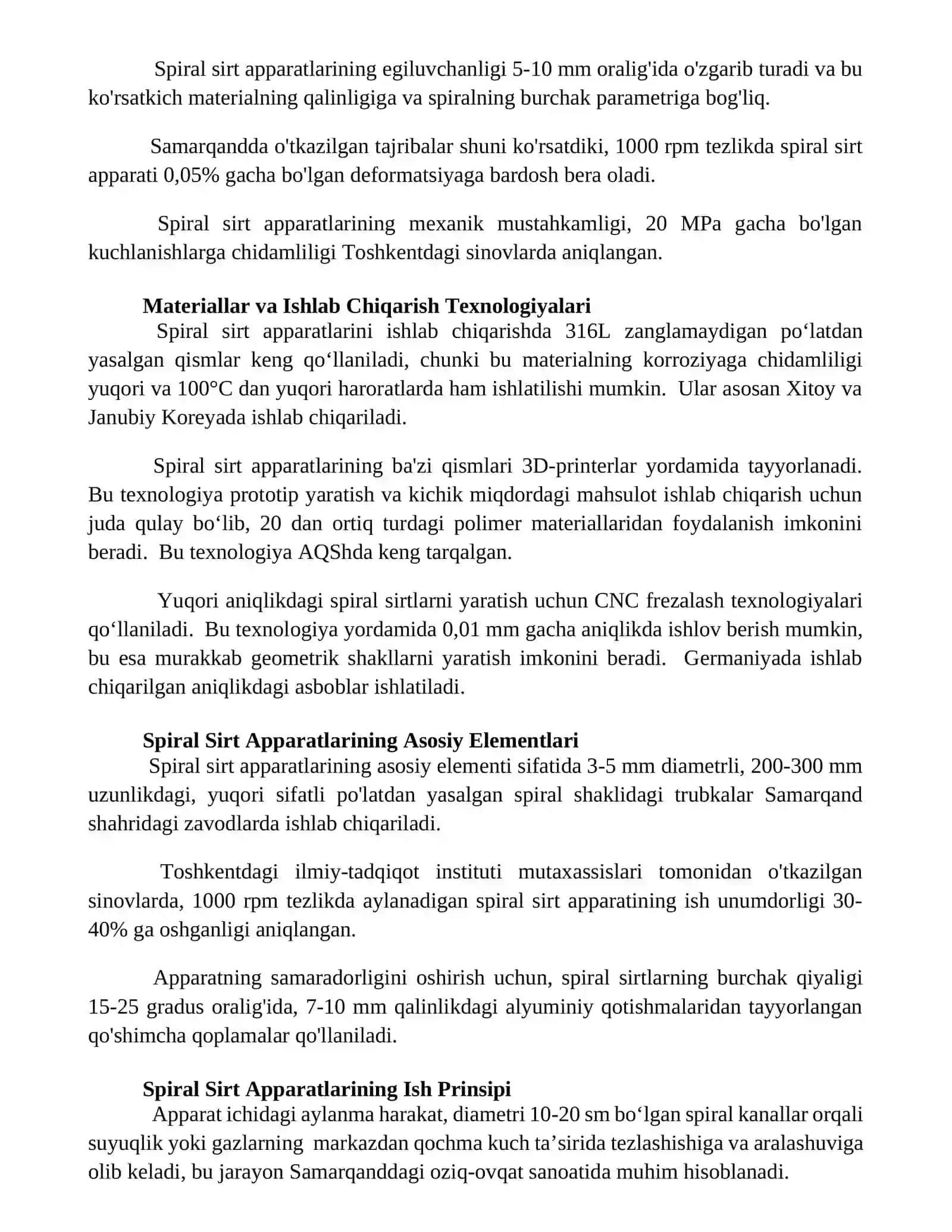 Spiral Sirt Apparatlarining Ishlash Xususiyatlari 2