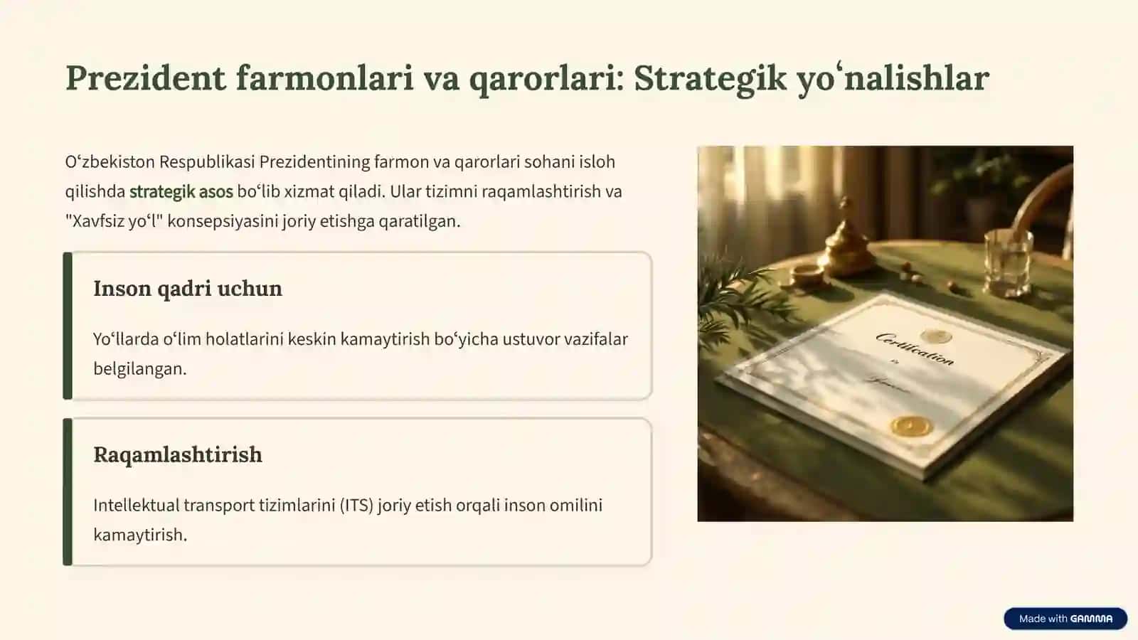 Oʻzbekiston Respublikasida yoʻl harakatini tartibga solishning huquqiy asoslari 2