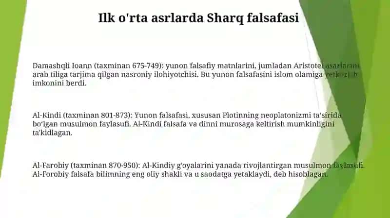 Ilk Õrta Asr Sharq Falsafasi Va Uyğonish Davri 2