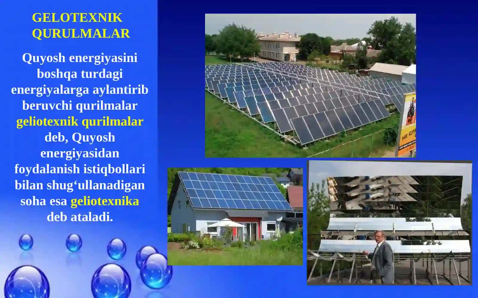 Geliotexnika. O‘zbekistonda quyosh energiyasidan foydalanish 2