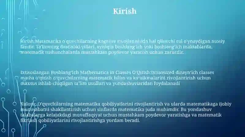 Ixtisoslashtirilgan BoshlangʻIch Sinflarda Matematika OʻQitish 2