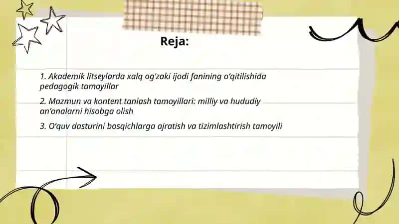 Akademik litseylarda xalq ogʻzaki ijodi fanining oʻqitilishidagi oʻziga xos tamoyillari 2