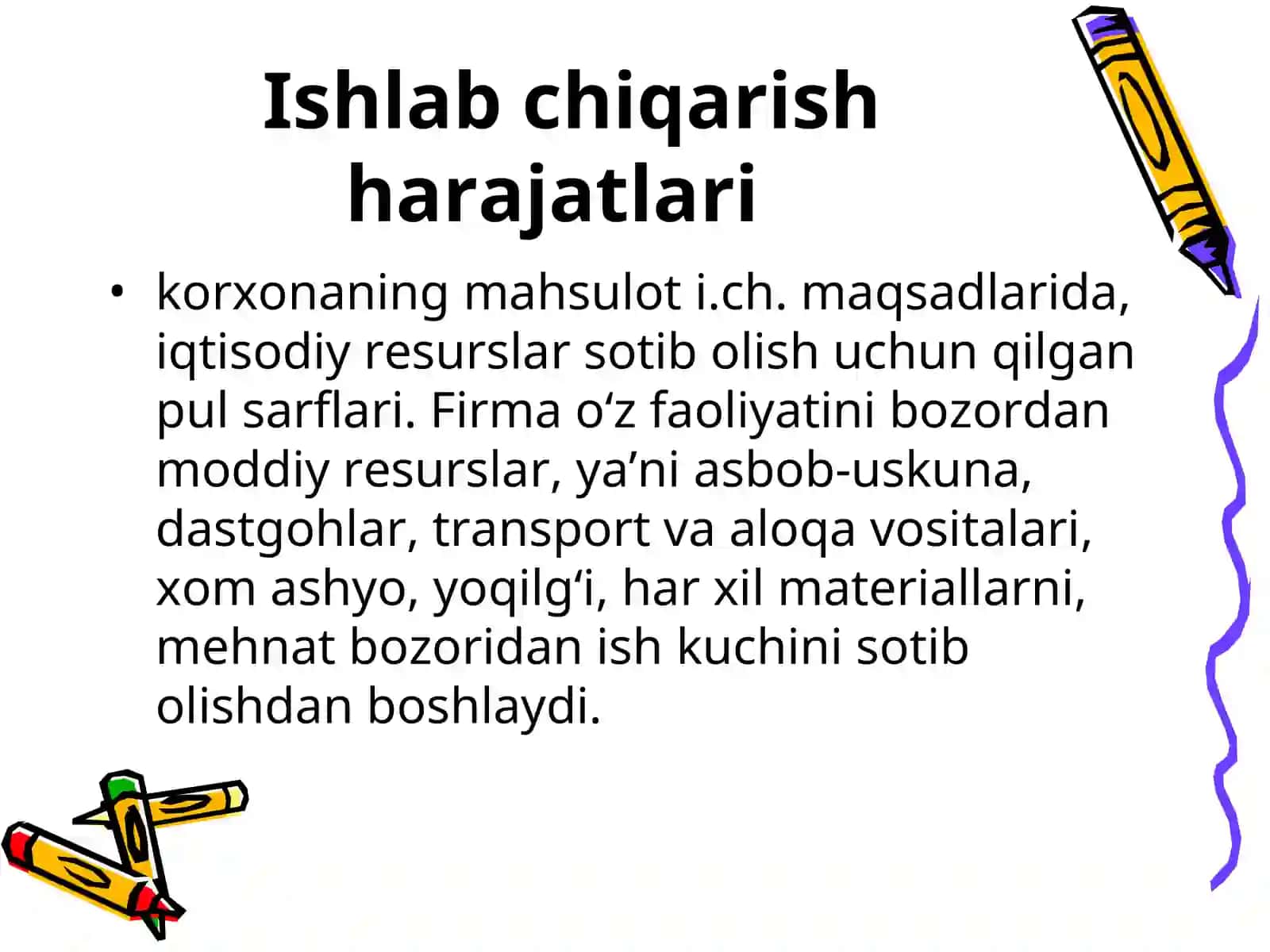 Ishlab chiqarish harajatlari 2