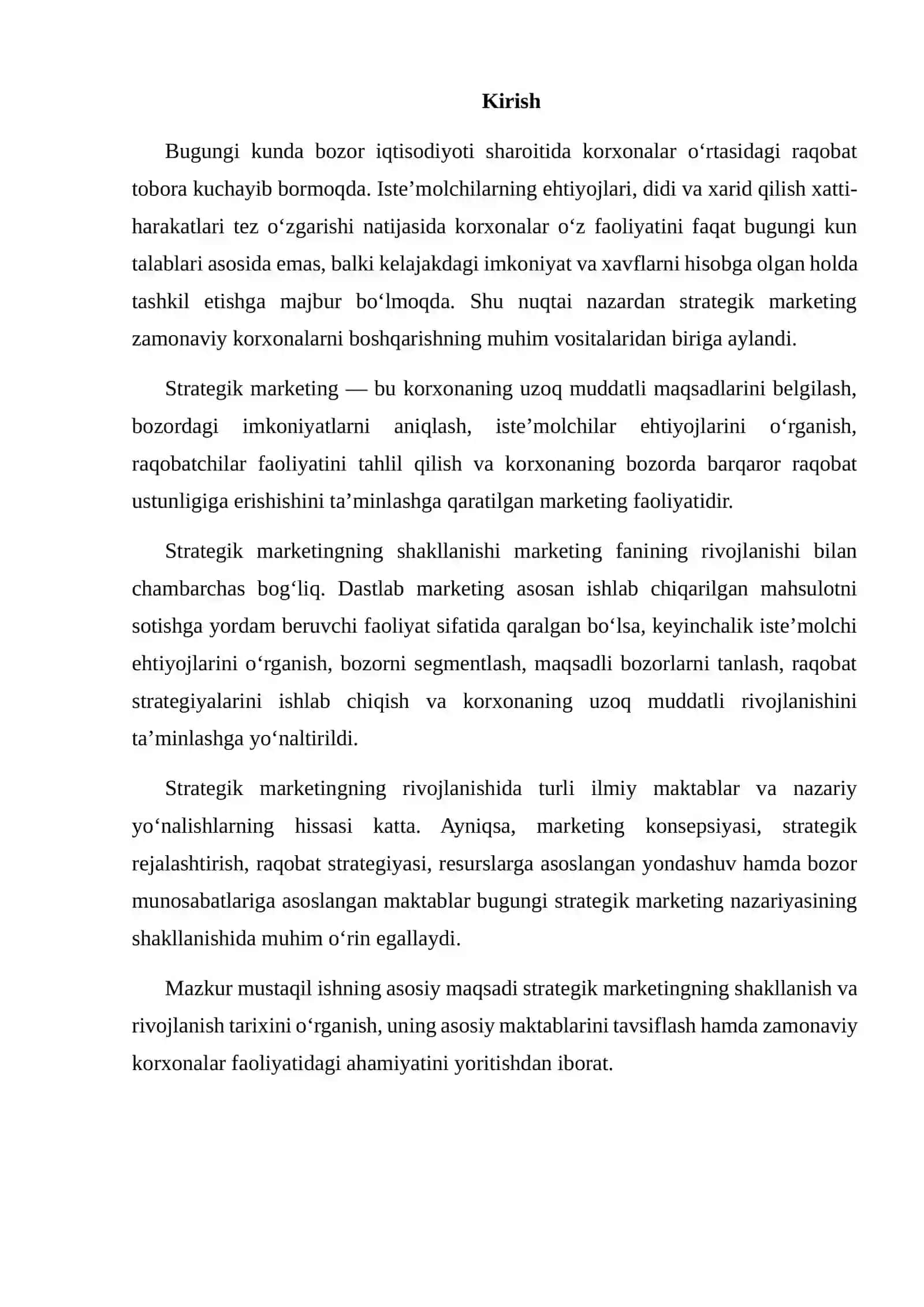 STRATEGIK MARKETINGNING RIVOJLANISH TARIXI VA ASOSIY MAKTABLAR 2