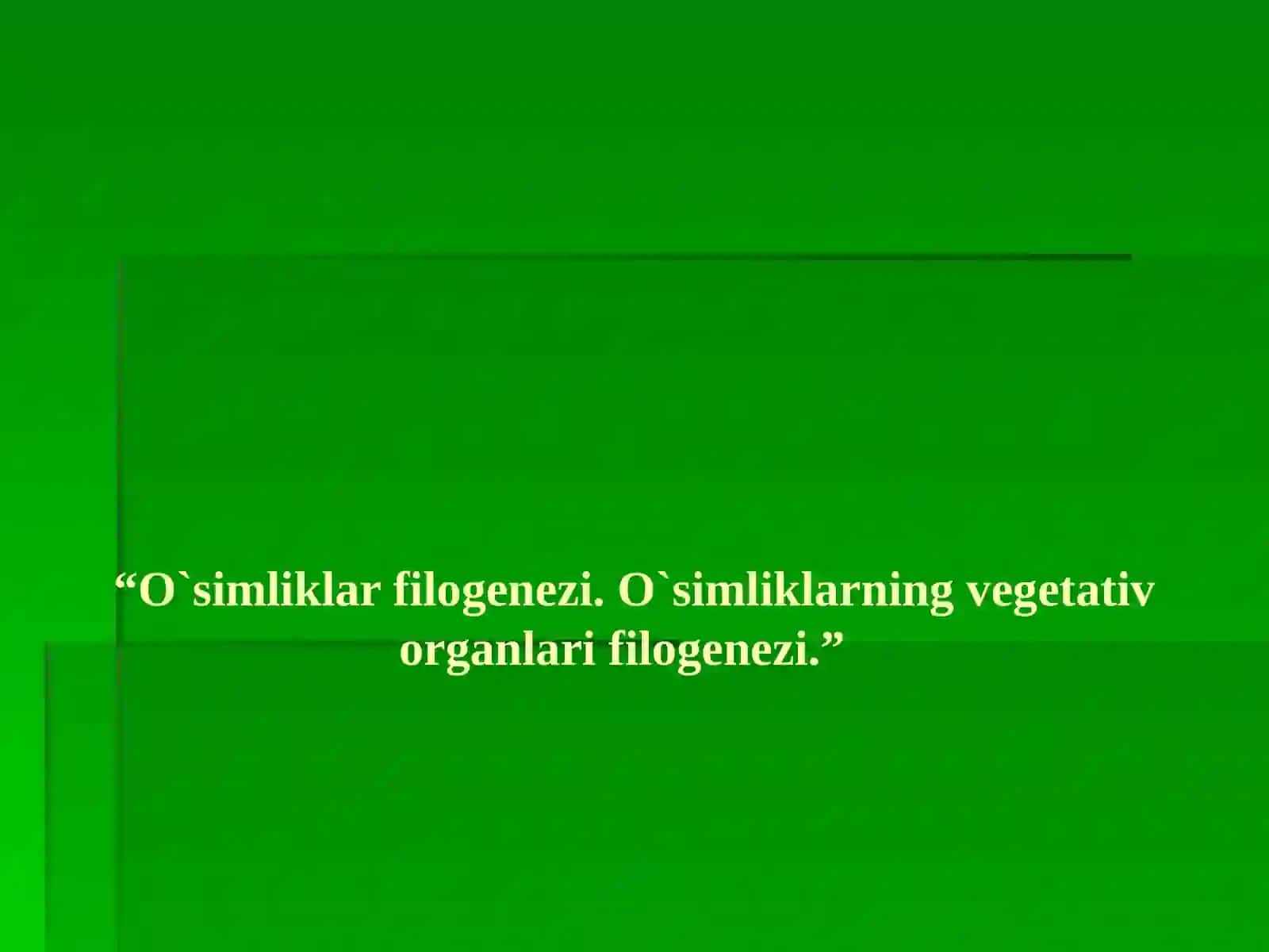 11 – sinf Biologiya. oʻsimliklar filoginezi, oʻsimliklarning vegetativ organlari filoginezi. 2
