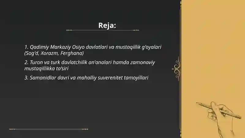 Oʻzbekistonning mustaqillik gʻoyalarining tarixiy asoslari 2