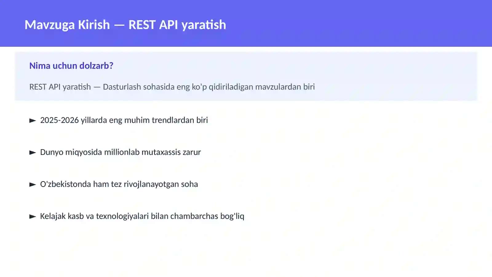 DASTURLASH | JAVASCRIPT VA WEB 2
