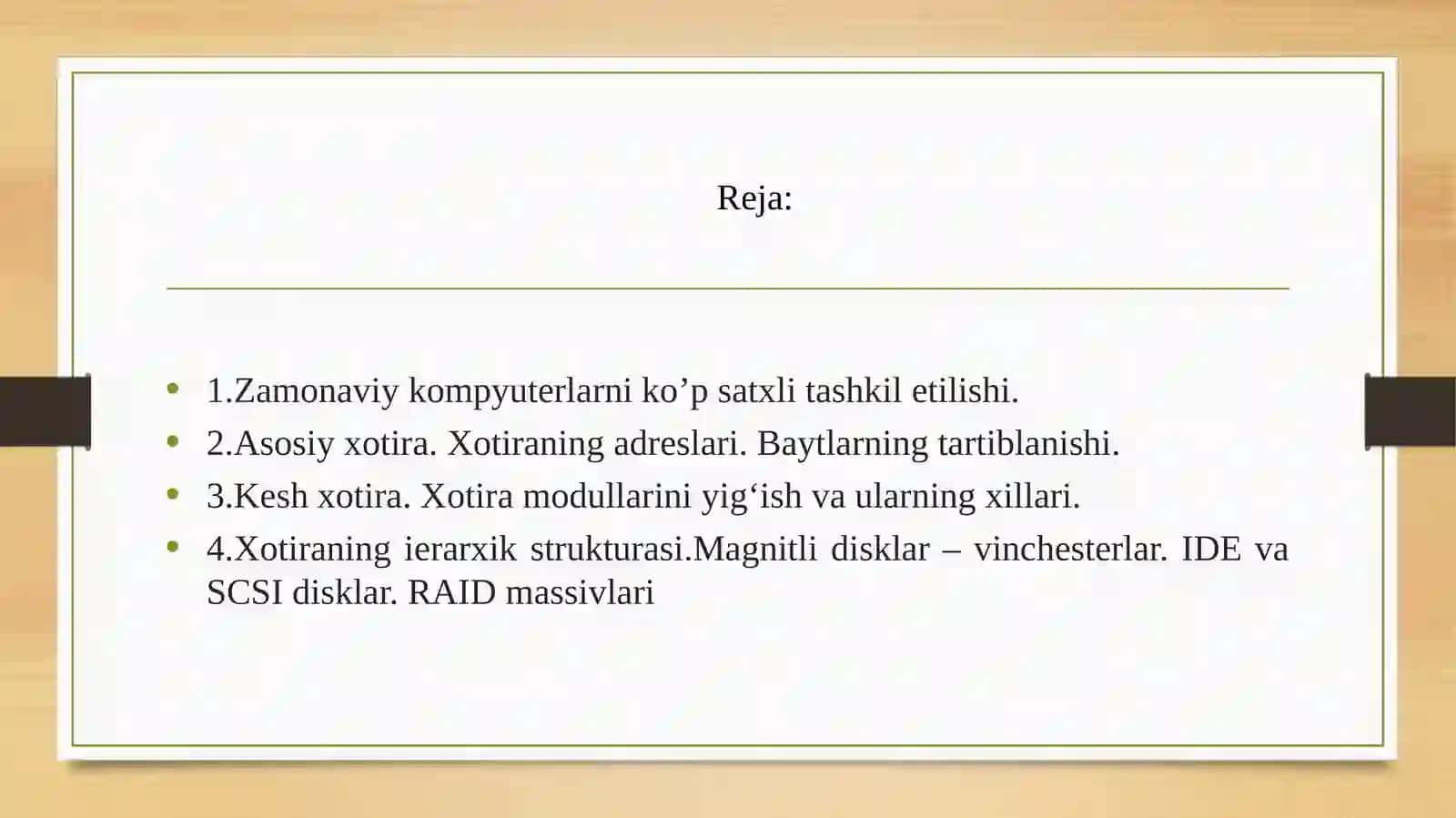 Zamonaviy kompyuterlarni ko’p satxli tashkil qilinishi 2