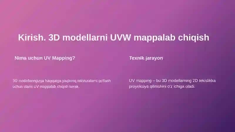 3D Max dasturida Unwrap UVW modifieridan foydalanish 2