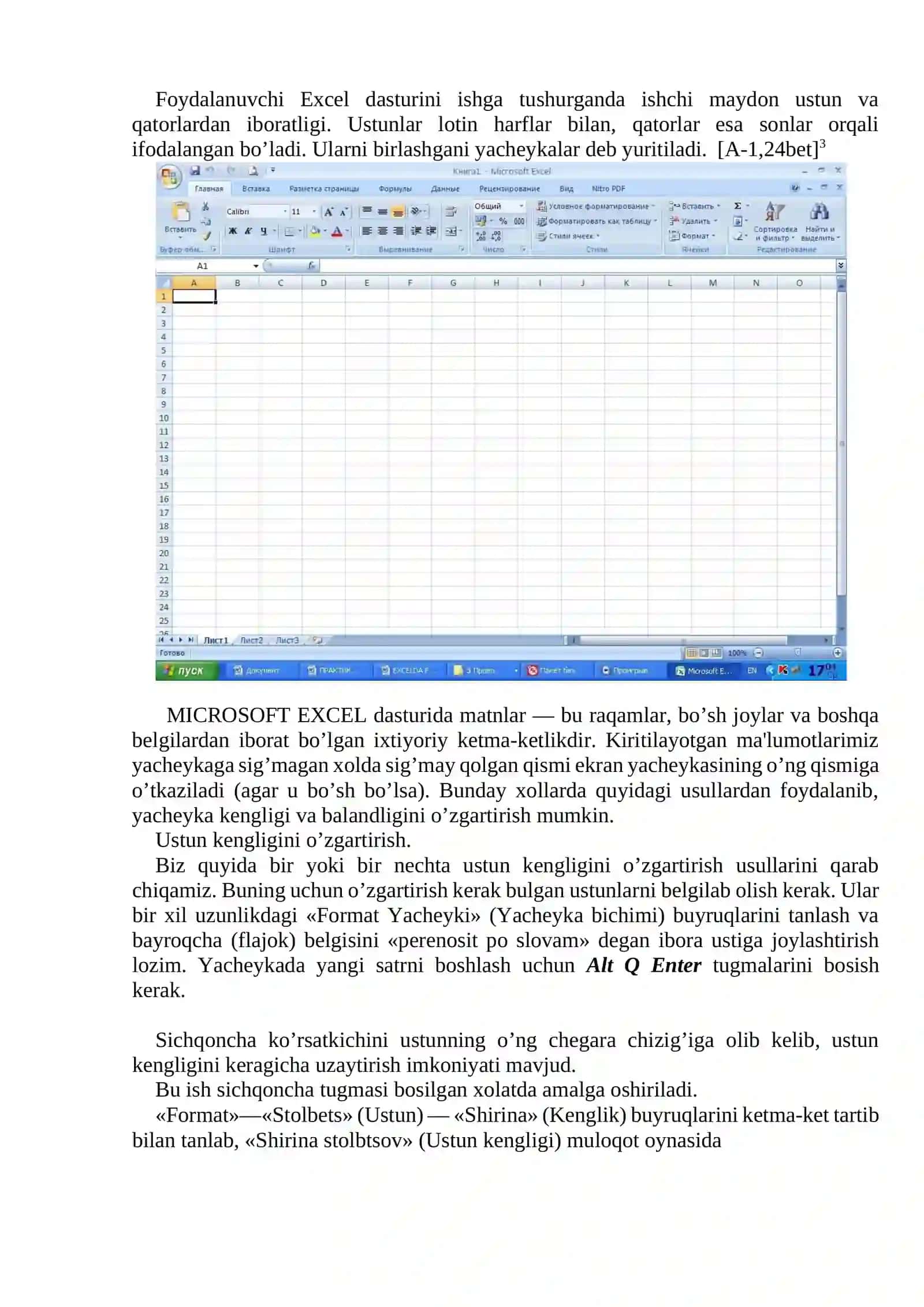 MS Excel elektron jadvali xaqida umumiy tushuncha 2