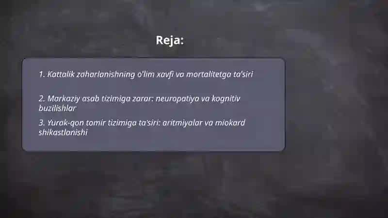 Kattalik zaharlanishning salbiy oqibatlari va undan kelib chiqadigan muammolar 2