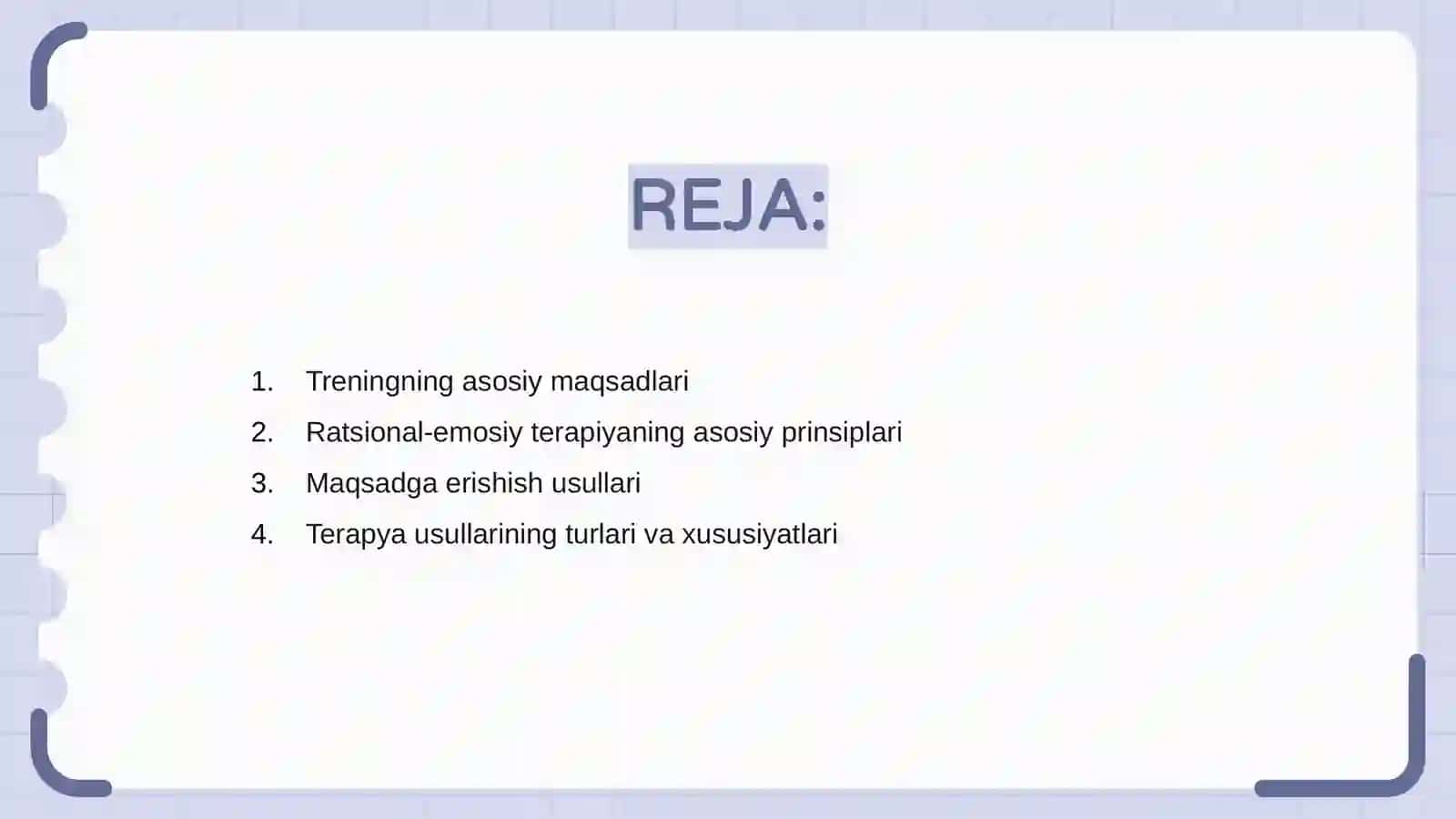 Treningning maqsadlari va ratsional-emotiv terapiyaning an'analari 2