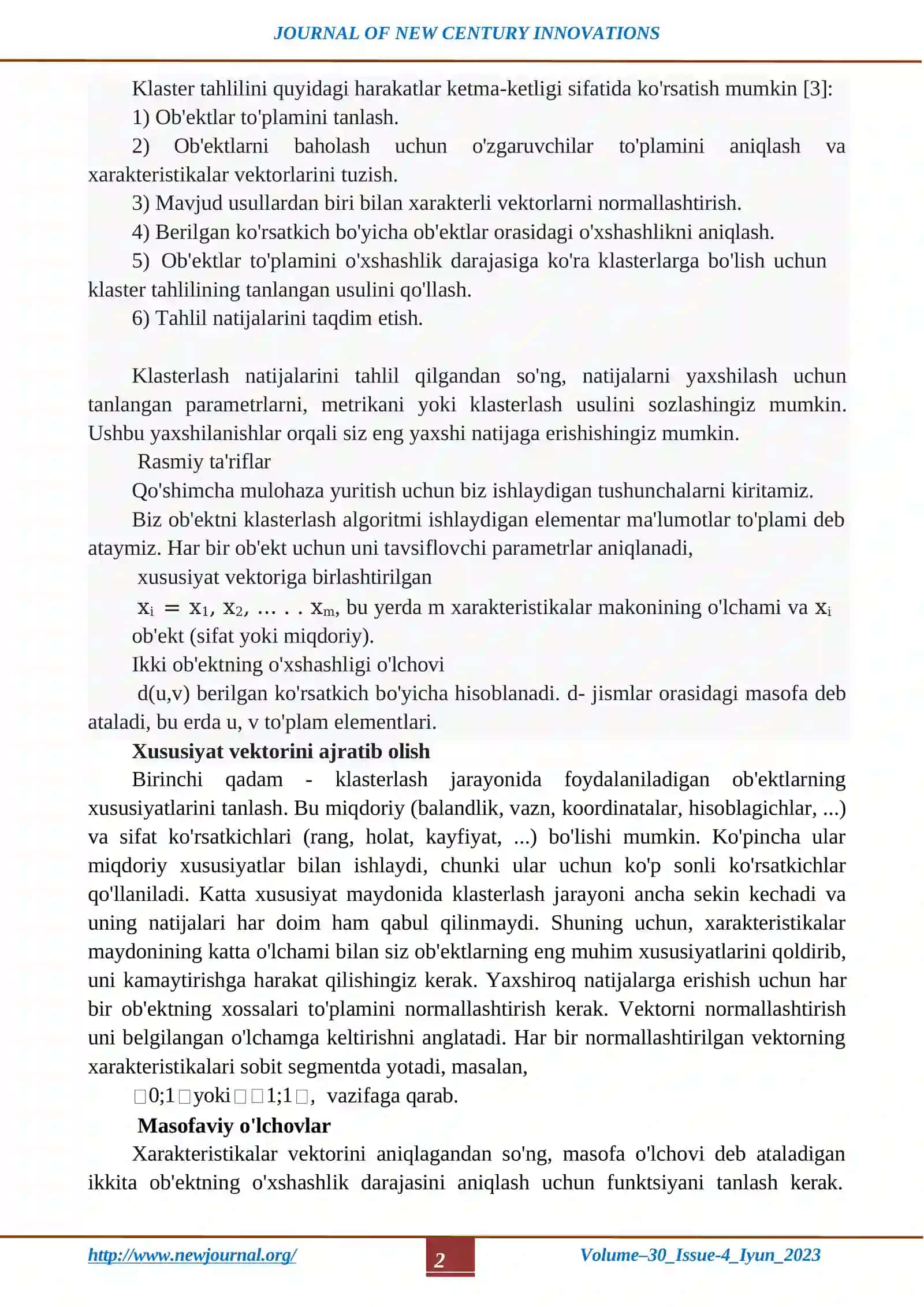 MA'LUMOTLARNI KLASTERLASH ALGORITMLARINI KO'RIB CHIQISH 2