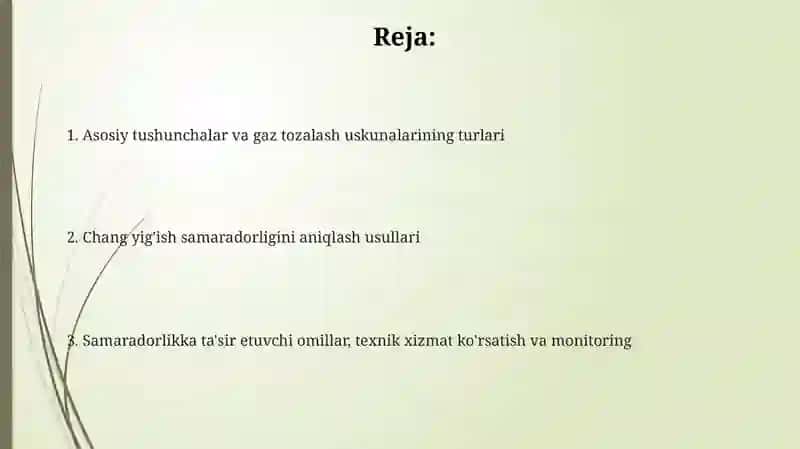 Gaz tozalovchi apparatlarning chang ushlab qolish samaradorligi 2