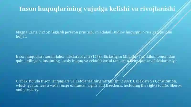 O‘zbekistonda Inson Huquqlari Va Kafolatlarining Yaratilishi 2