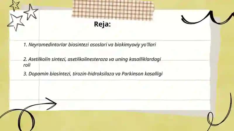 Neyromedintorlar biosintezi ahamiyati va kasalliklari 2