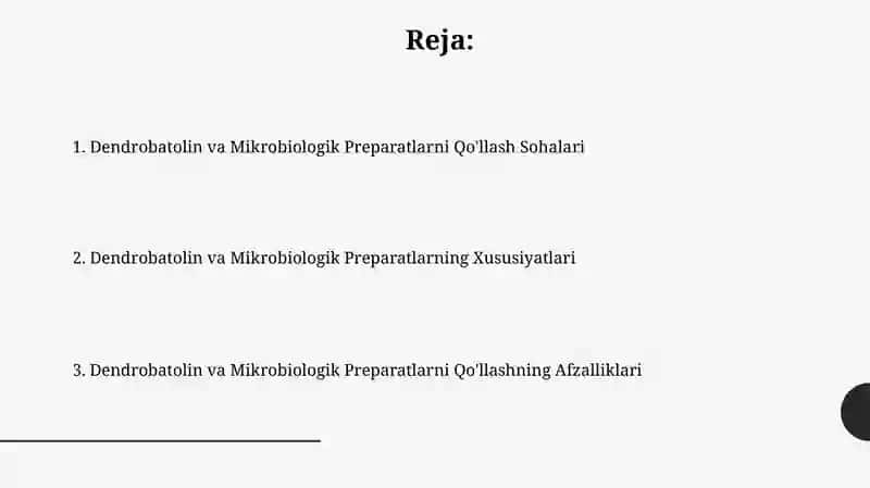 Dendrobatolin va Mikrobiologik Preparatlarni Qo'llash Sohalari 2