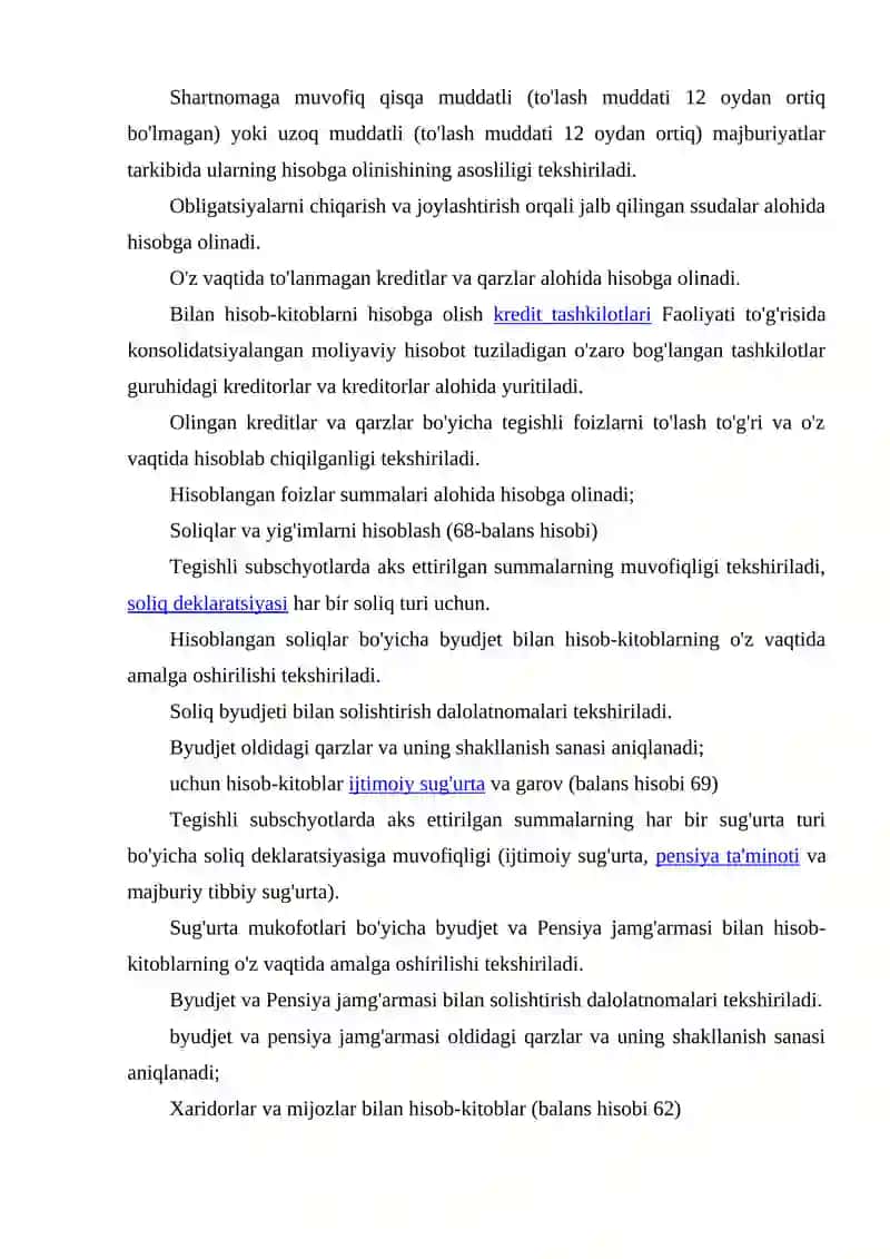 MULK VA MAJBURIYATLAR INVENTARIZATSIYA VA NAZORAT TEKSHIRUV VA O'LCHOV 2