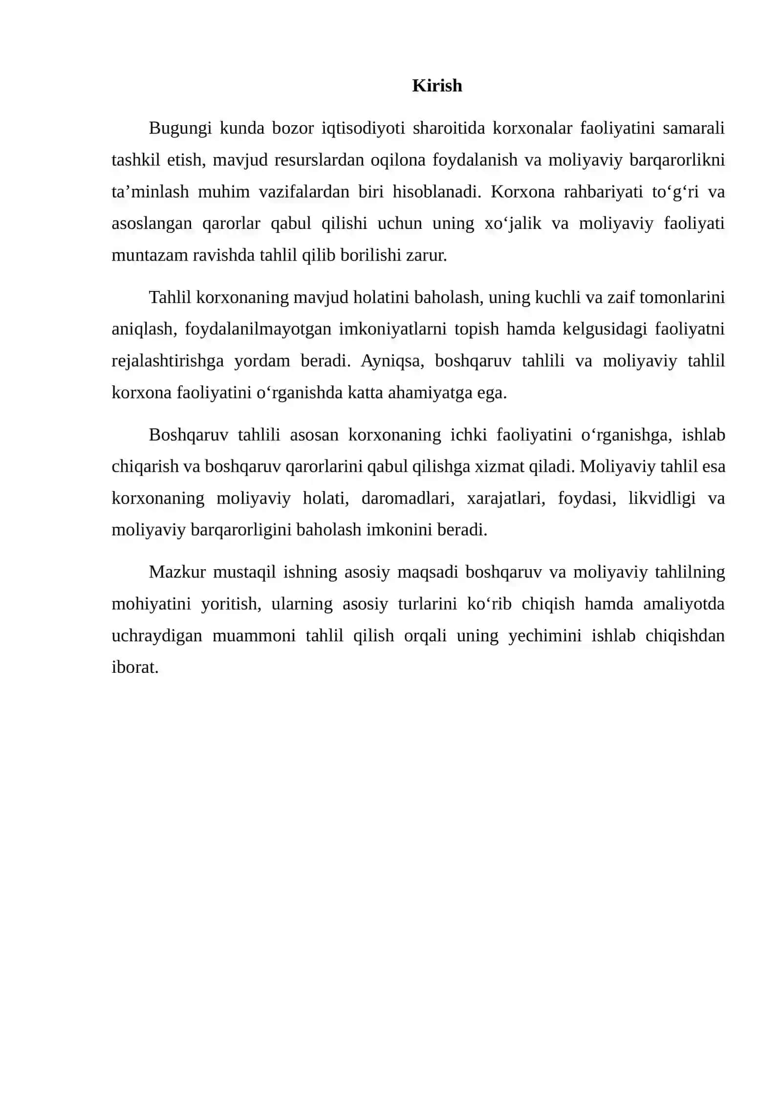 BOSHQARUV VA MOLIYAVIY TAHLIL TURLARINING MOHIYATI: AMALIYOTDAGI MAVJUD MUAMMONING YECHIMINI TOPISH 2