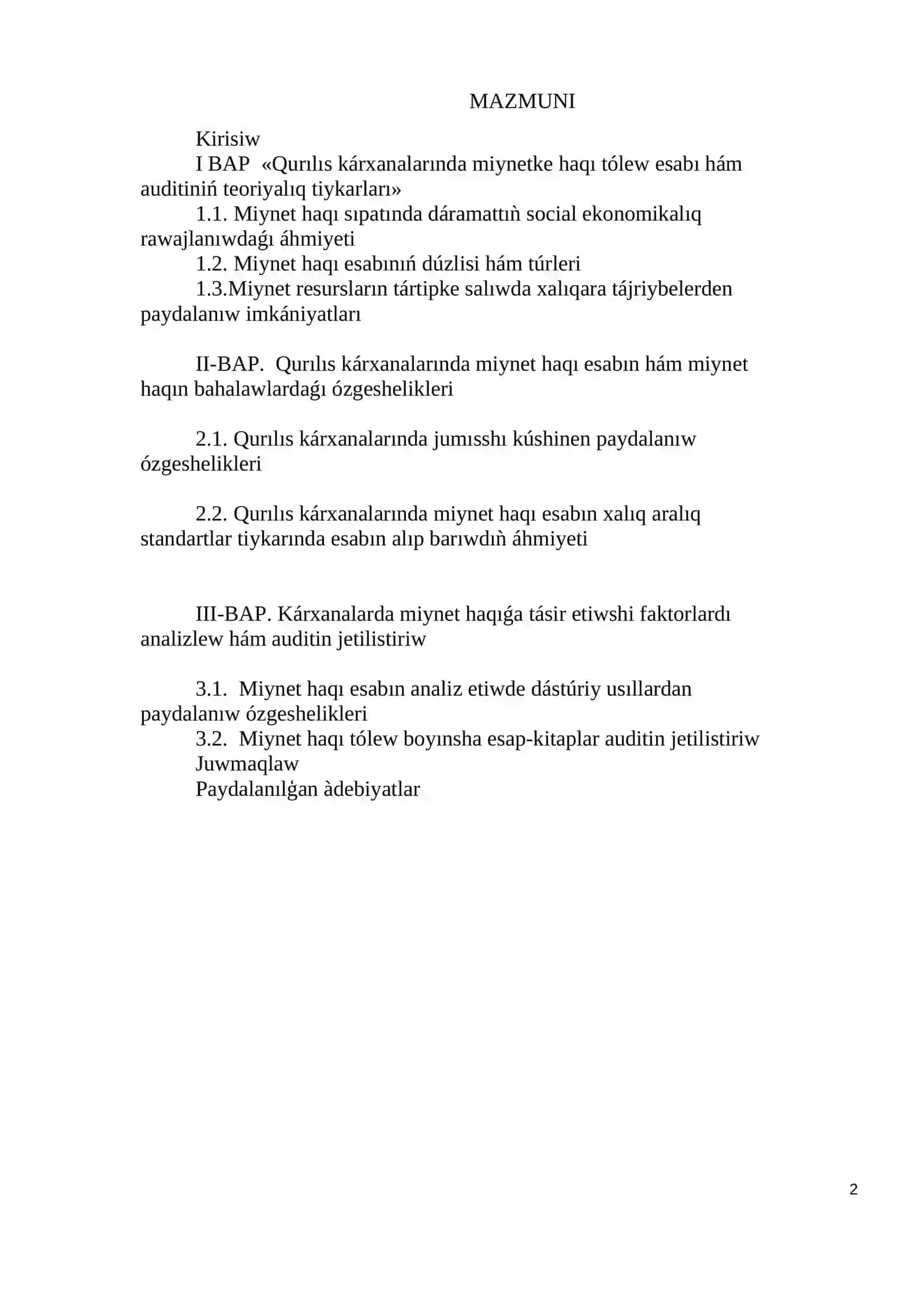 BUXGALTERIYALÍQ ESAP HÁM AUDIT 2