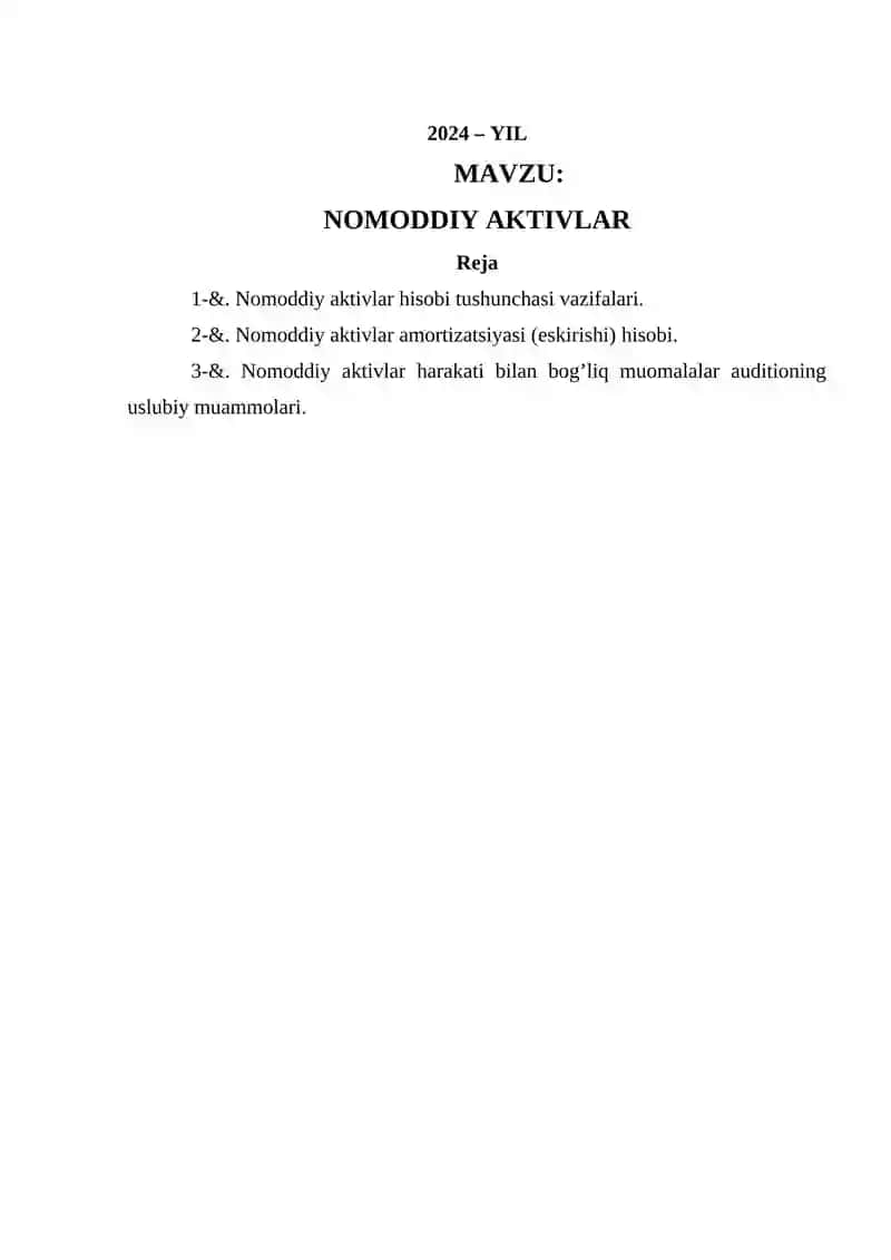 Nomoddiy aktivlar hisobi tushunchasi 2