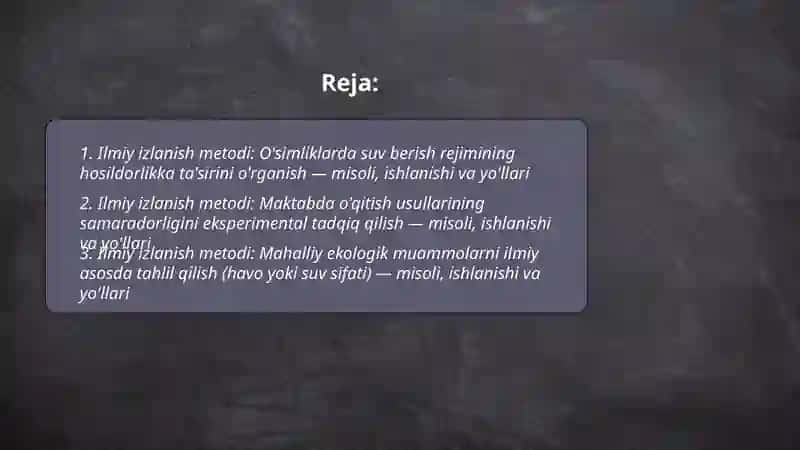 Ilmiy izlanish metodi 2