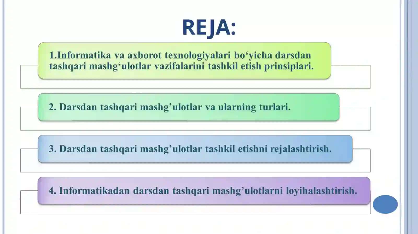 INFORMATIKADAN DARSDAN TASHQARI MASHG‘ULOTLARNI LOYIHALASHTIRISH 2