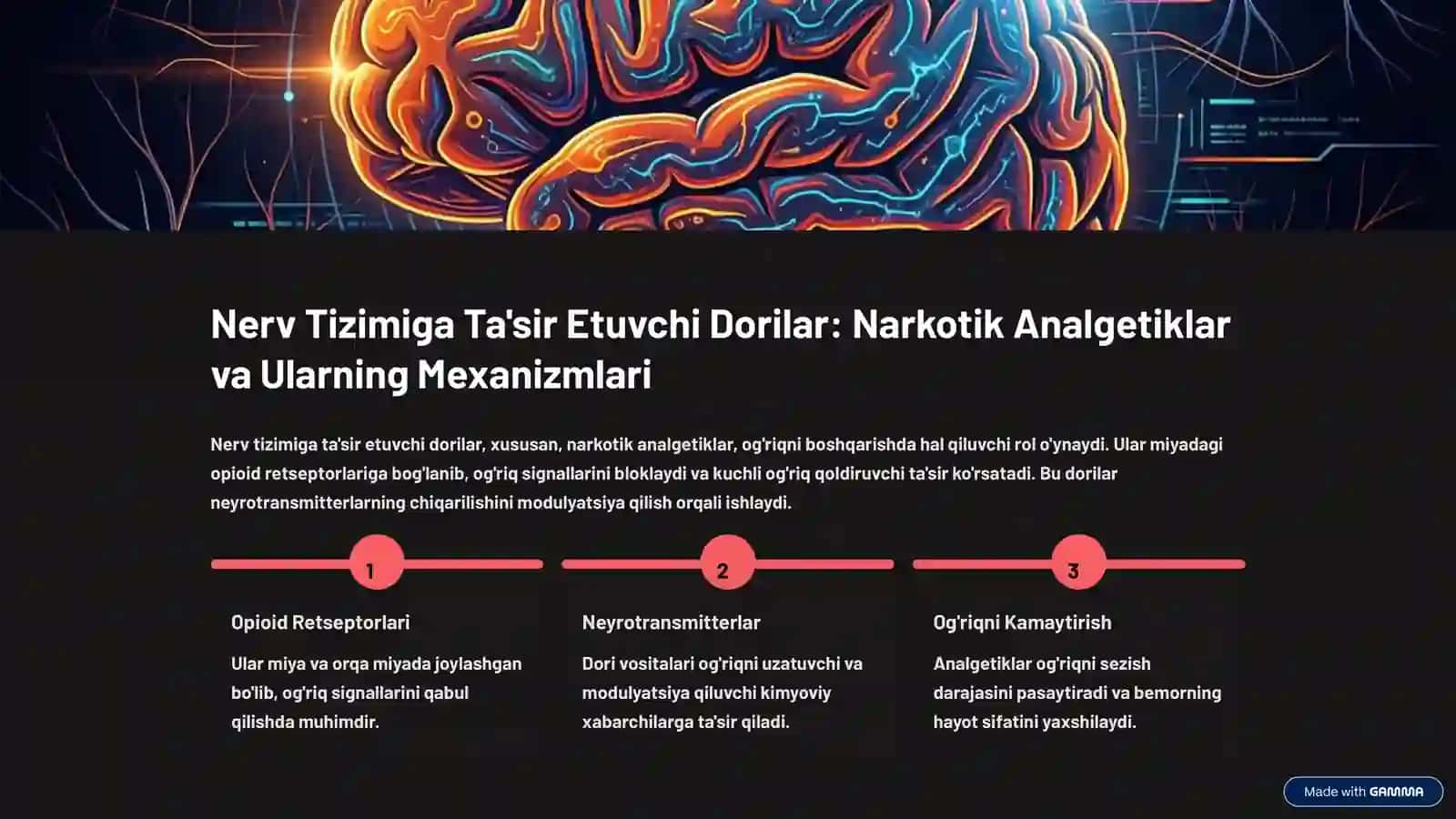 Nerv Tizimiga Ta'sir Etuvchi Dorilar: Narkotik Analgetiklar va Ularning Mexanizmlari 2