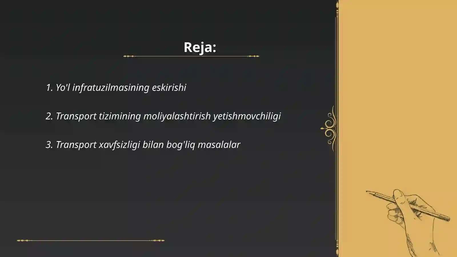 Transport infratuzilmasining asosiy muammolari 2