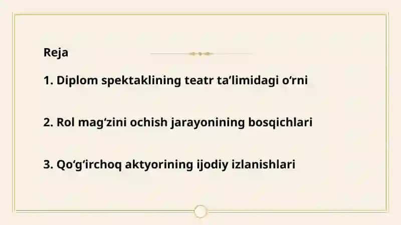 REJISSYORNING RASSOM BILAN ISHLASH JARAYONUDA ASAR QAHRAMONLARINI VA SAHNA DEKORATSIYASINI YARATISH 2