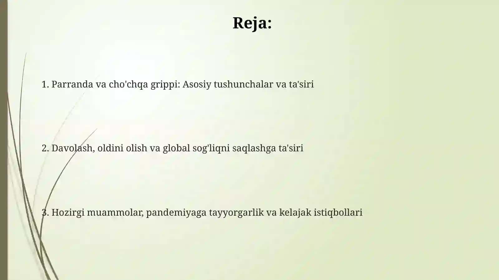 Parranda va cho'chqa gripi va uning hozirgi kundagi muammolari 2