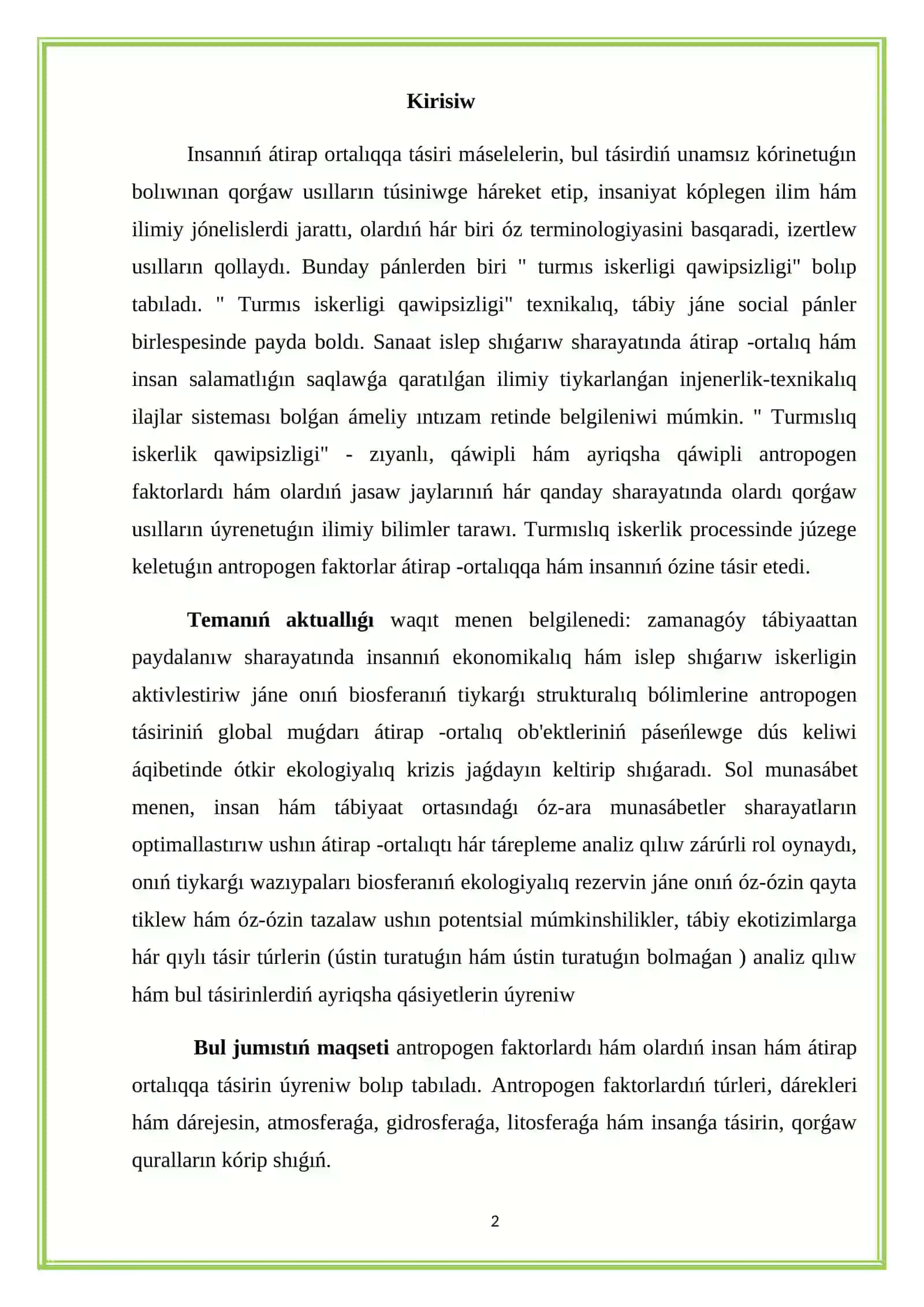 Antropogen faktorlardı keltirip shıǵarıwshı mashqalardıń shól hám jaylawlarǵa unamsız tásiri 2