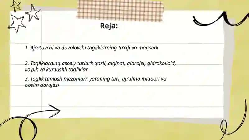 Ajratuvchi va davolovchi tagliklar 2