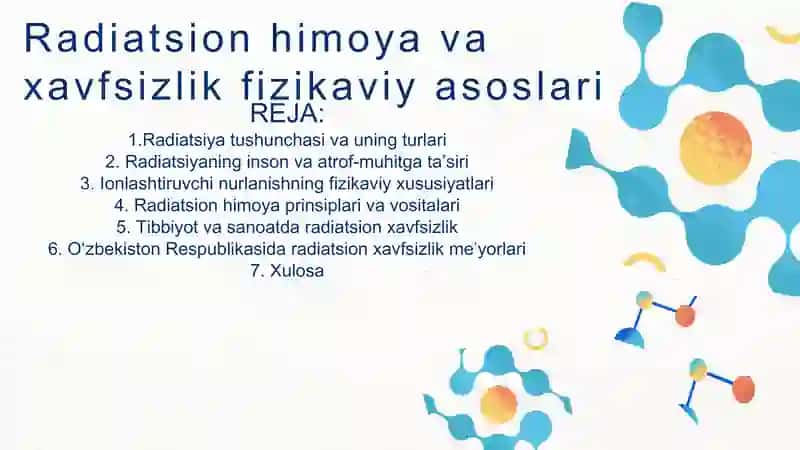 Radiatsion himoya va xavfsizlik fizikaviy asoslari 2
