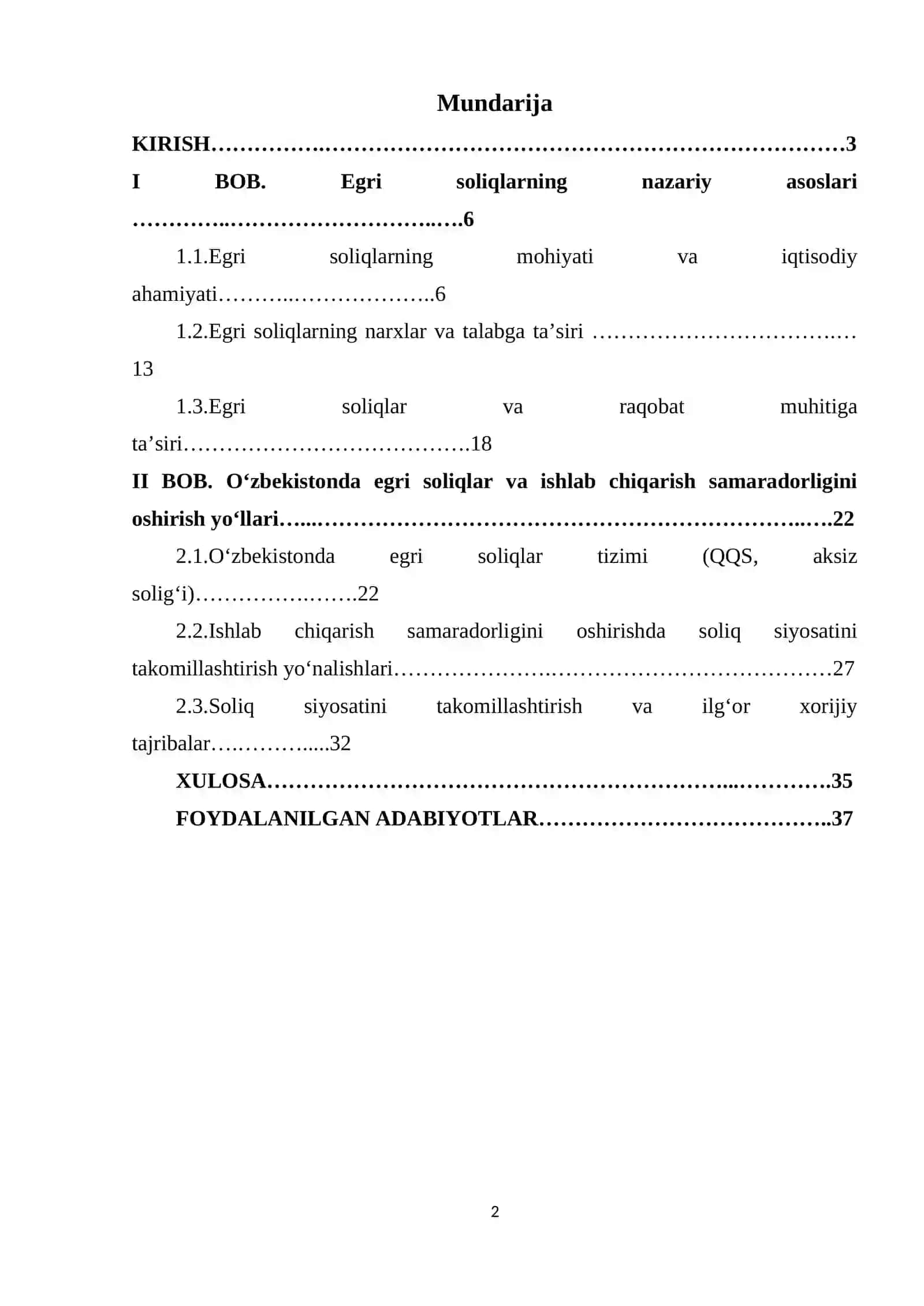 Egri soliqlar va ularni ishlab chiqarish samaradorligiga ta’sirining tahlili 2