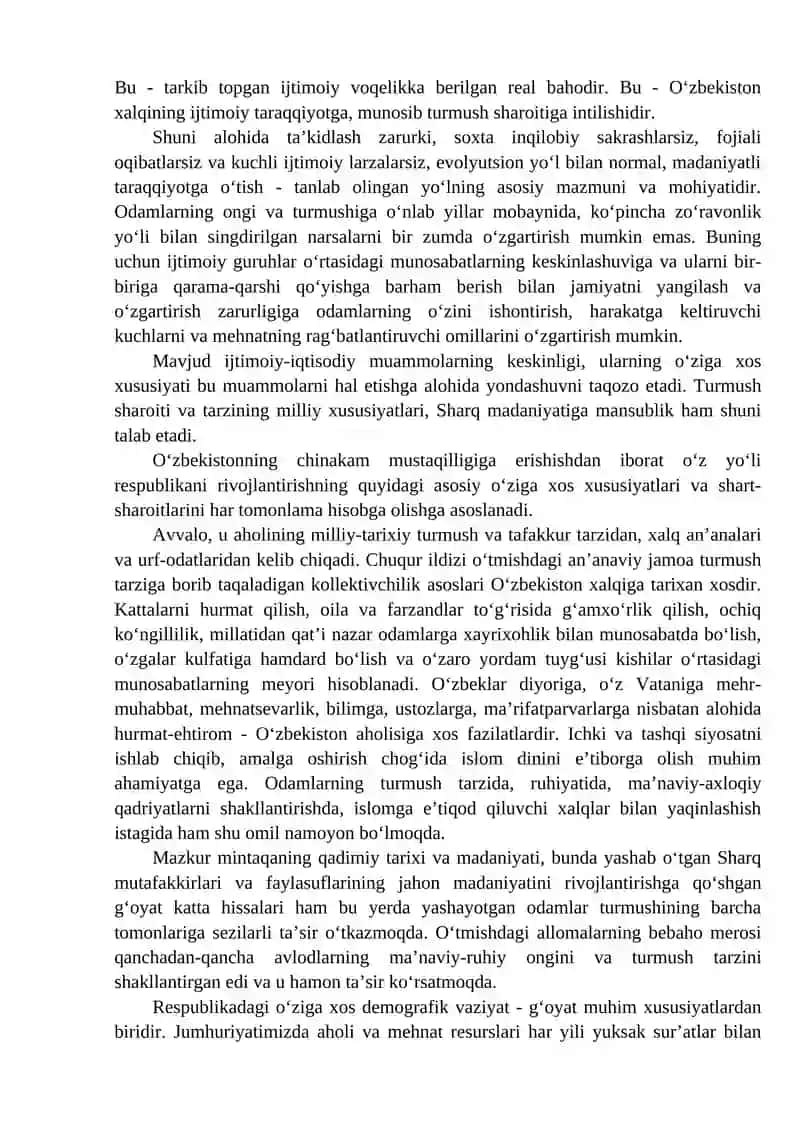 O‘zbekistonning o‘ziga xos istiqlol va taraqqiyot yo‘li 2