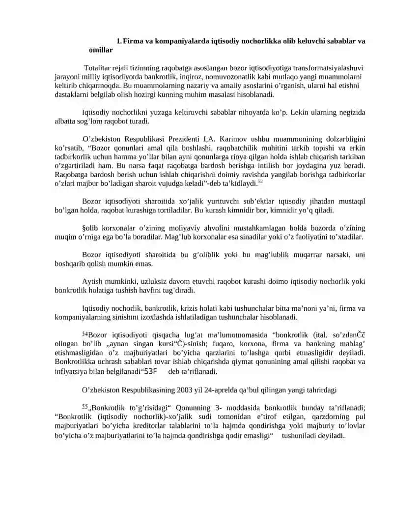 Iqtisodiy nochor firma va kompaniyalar faoliyatini tahlil qilishni xususiyatlari 2